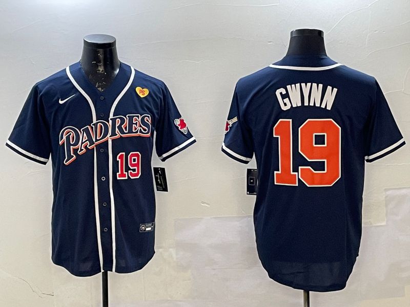 Men San Diego Padres #19 Gwynn Blue Throwback Game 2025 Nike MLB Jersey style 7